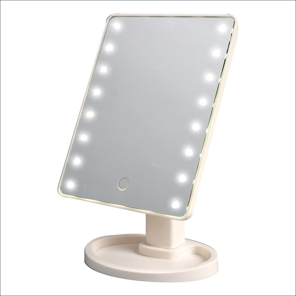 Touch Screen 16 LED Lighted Makeup Mirror 180 Degree Rotation Touch Screen Make Up Mirror Cosmetic Folding Portable Compact Pocket With LED