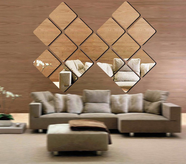 2018 New Mirror Wall Sticker DIY Art Acrylic Square Wall Decor Stickers Living Room Mirrored Decorations 15cm