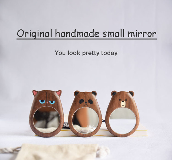 Original design high quality solid wood portable mirror makeup mirror custom creative gift portable mini makeup mirror gifts