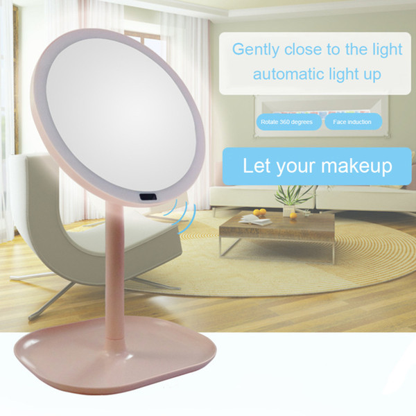 New 7X Magnifying LED Makeup Mirror Rotation Foldable USB Lighted Vanity Mirror Montion Sensor Adjustable Portable Tabletop Lamp