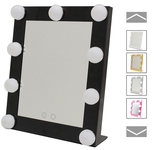 Vanity Tabletops Lighted Makeup Mirror With 9 LED Bulb Lights Touch Stage Screen Beauty Mirror Adjustable Cosmetic Tool 2017