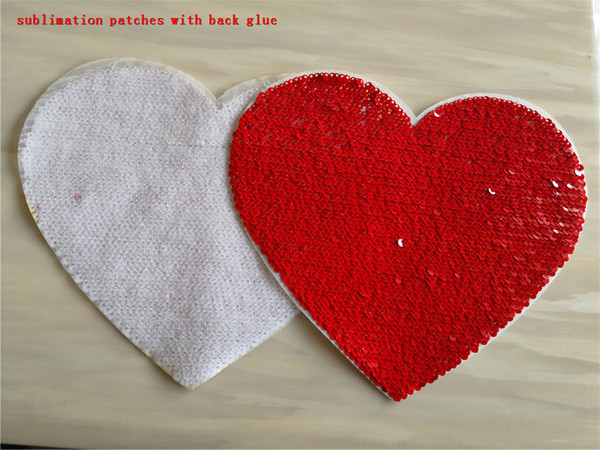 sublimation blank sequins heart red color material with back glue hot transfer printing custom diy consumables