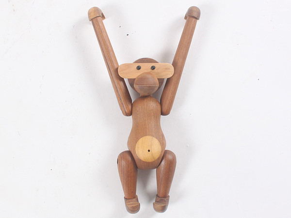 Natural Wooden Hanging Monkey Doll Figurines Teak Wood Creative Animal Statues Gifts Models Home Decoration Arts and Crafts