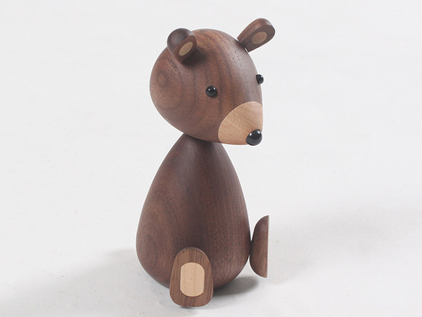 Zakka Miniature Figurine Wooden 12cm Sitting Animal Squirrel Doll Crafts Decor Creative Present Home Decorations Accessories