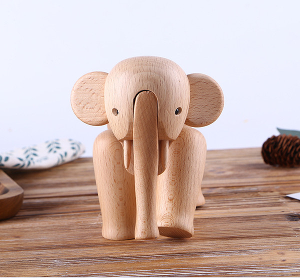 Figurine Art Home Decoration Cute Wooden Elephant of Funny Doll Birthday Gifts Creative Crafts Ornaments