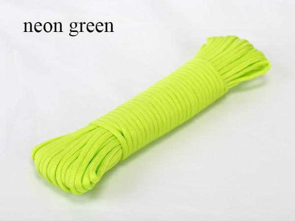 Factory Direct DIY Parachute Cord Braided Rope with 7 Strands Neon Green Plain Color Series Many Options Available 20m/pc