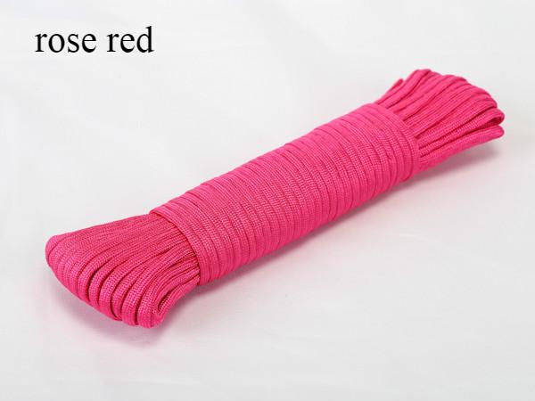 Factory Direct DIY Parachute Cord Braided Rope with 7 Strands Rose red Plain Color Series Many Options Available 20m/pc