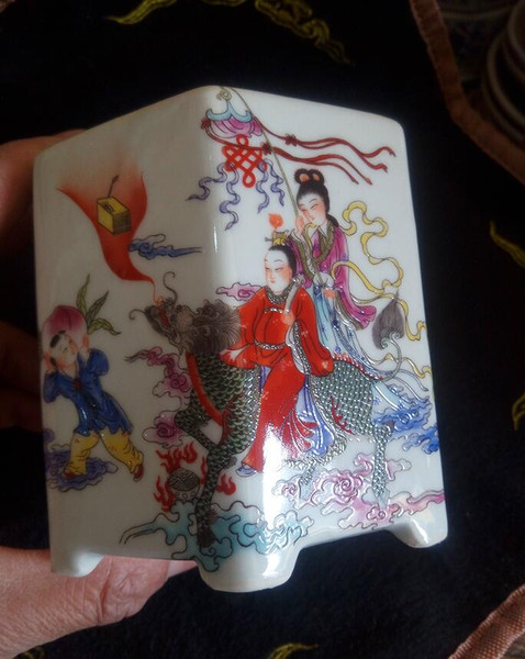 Chinese wind kirin blessing porcelain brush pot free shipping