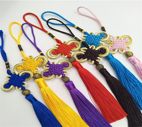 10Pcs/lot Red Chinese Knots Multi Color Nylon Cord Tassel DIY Lucky Knot Accessories Home Party Wedding Decorations for Car Living Roon H02