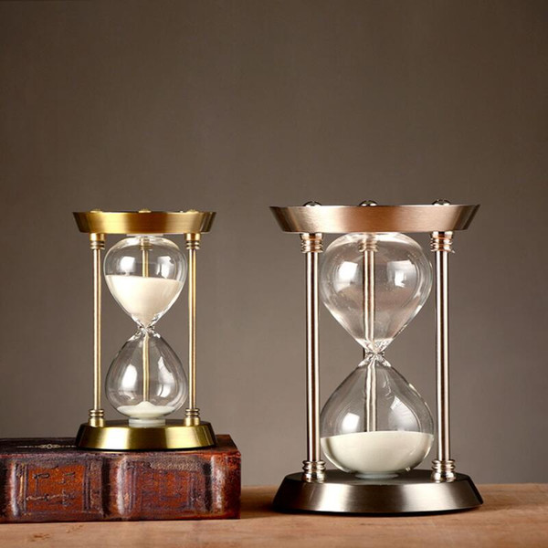 12cm Height Brand New High Quality Elegant Hourglass Decoration Metal Sandglass for Students Gifts