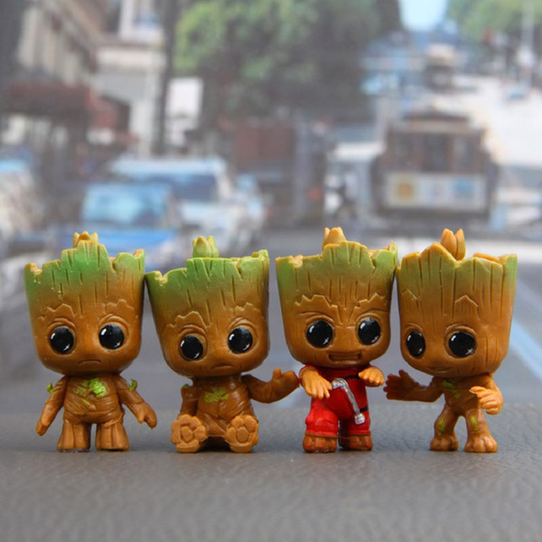 4pcs/set Movie Guardians Of The Galaxy 2 Mini Cute Baby Tree Man Dancing Model Action Toy Figure Car Ornaments