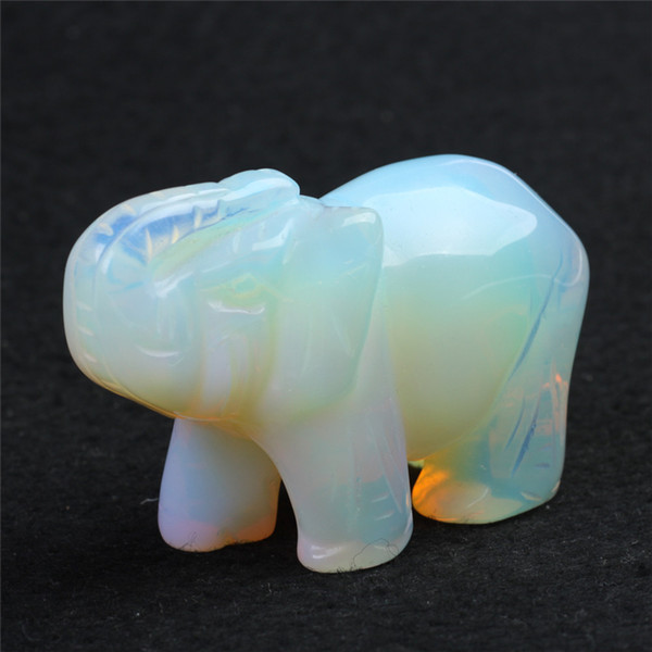 Free Shipping 3inch Quartz crystal Opal elephant Figurine Carving Stone Longevity Chakra Healing Reiki Stones Carved Craft crystal elephant