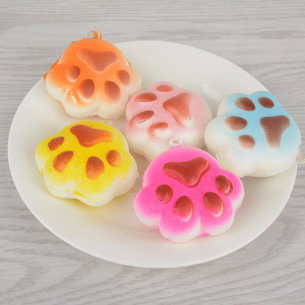 5cm Soft PU Foam Squishy Bear Paw Footprint Phone Straps Little Feet Sprinkle Bread Slow Rising Cell Phone Strap Random Color