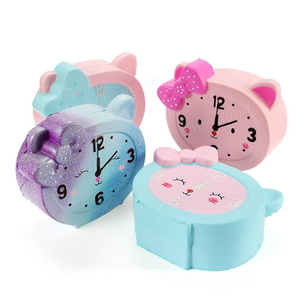 10pcs Cartoon Alarm Squishy Original Slow Rising Jumbo Scented Clock Phone Straps Soft Squeeze Bread Cake Kid Toy Christmas gift Gift