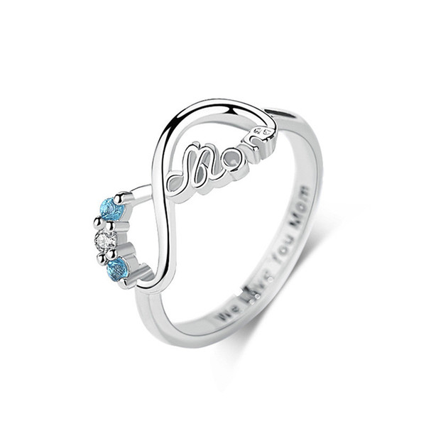 Number Inverted 8 Rings Loving Mother Letter Mom Micro-zircon Finger Ring Mother's Day Gift Jewelry Birthday Party Gift Accessory for MUM