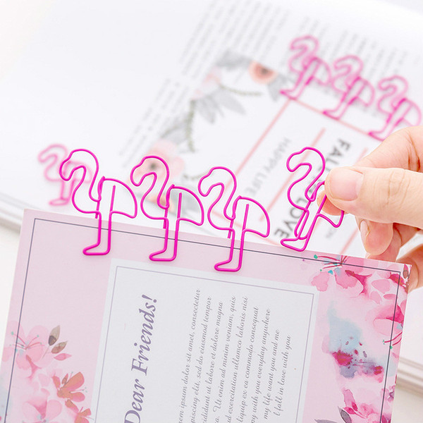 Girls Pink Flamingo Bookmark Mini Paper Clip Students Stationery Pins DIY Hand Account Accessory Office Document Guestbook Message Clips