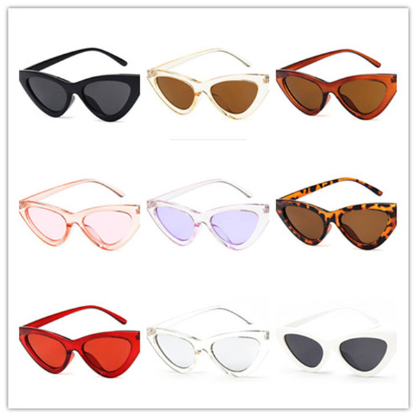 New Fashionable Full-rim Spectacles Retro-shaped Triangle Cat Eye Sunglasses Small Size Frame 9 optional styles free shipping.