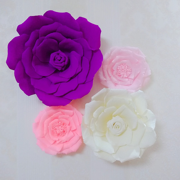 4 Piece Assorted Crepe Paper Flower Set Gallery Wall Nursery Decor Girl's Room Decor Floral Nursery Decorations Home Decor