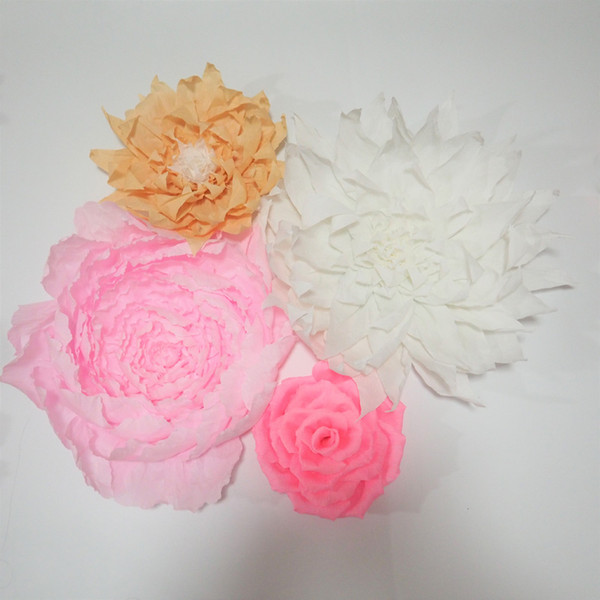 Giant Crepe Paper Flowers 4PCS For Wedding & Event Backdrop Decor Baby Nursery Baby Shower Bridal Shower Living Room Deco