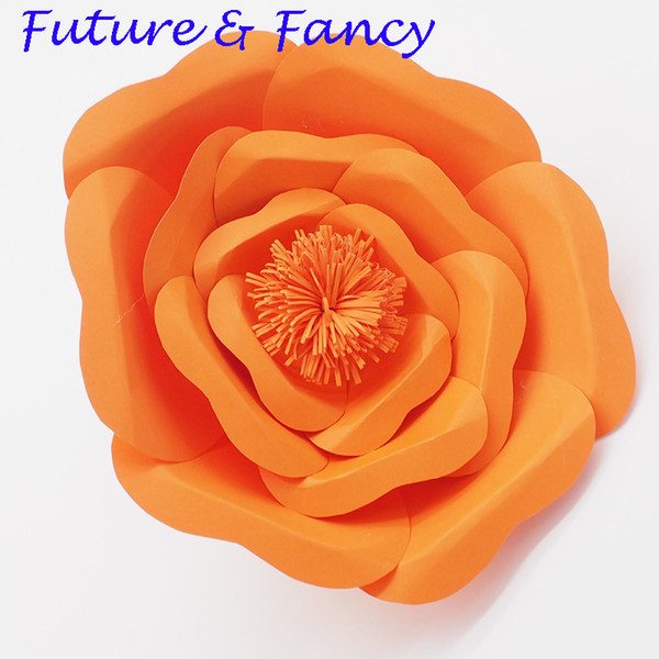 1 Piece 20CM Orange Cardstock Customized Giant Paper Flower For Wedding Backdrops Windows Display Kids' Room Deco Handmade Fake Flowers