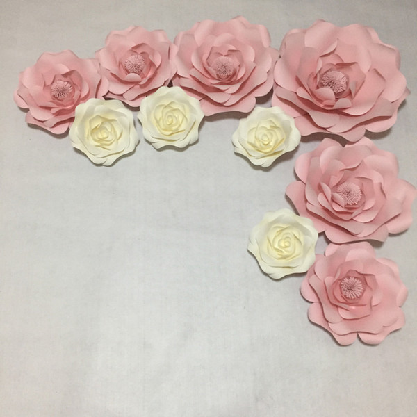 10pcs set Large Handmade Cardboard Paper Rose Flowers Showcase Wedding Backdrops Props flores artificiais para decora o Mix Size