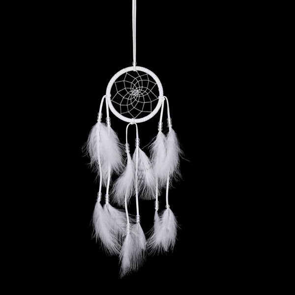 White Feather Wind Chimes Catching Dream Net Modern Style Wedding Series Hanging ornament For Wall Hanging Home Decor Automobile Ornaments