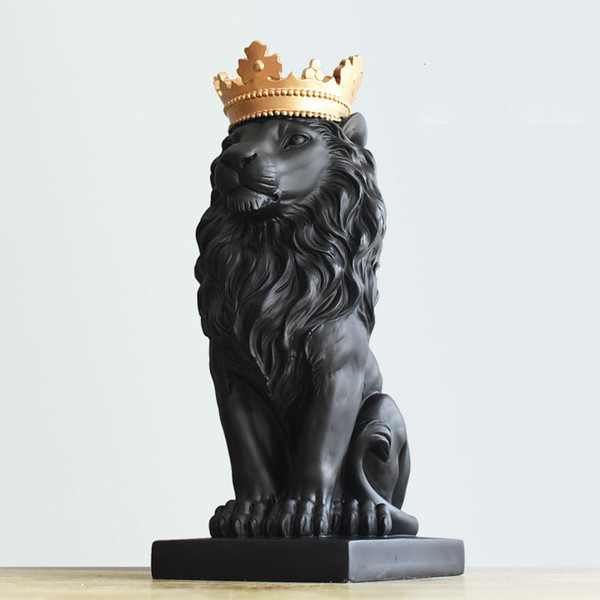 Resin Home Displays Crown Lion for Home Office Decoration Gifts for Christmas Events Decor Free Shipping