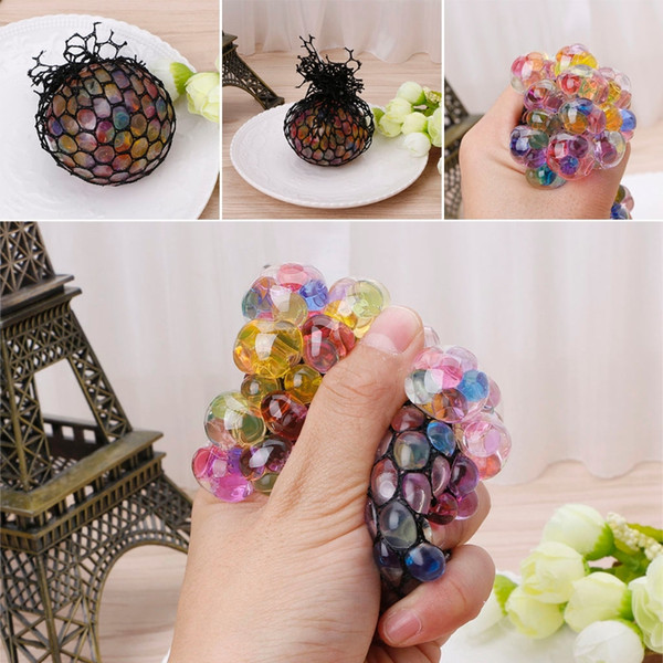 New Funny Rubber Grape Ball Black Mesh Squeeze Toy Stress Autism Mood Relief Gadget with dhl free shipping