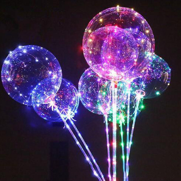 100pcs LED Balloon Luminous Transparent Colored Flashing Lighting BOBO Balloons With Stick For Christmas Halloween Wedding Party Decoration