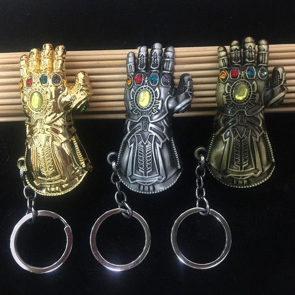 7 cm Marvel Avengers gloves Keychain Infinity War Thanos Infinity Gauntlet Thanos gloves Alloy Key Chain Kids Toys Novelty Items AAA440