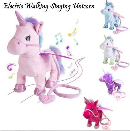 9 Styles 35cm Electric Walking Unicorn Plush Doll Stuffed Animal Toy Electronic Music Singing Unicorn Toys Novelty Items CCA11162 10pcs