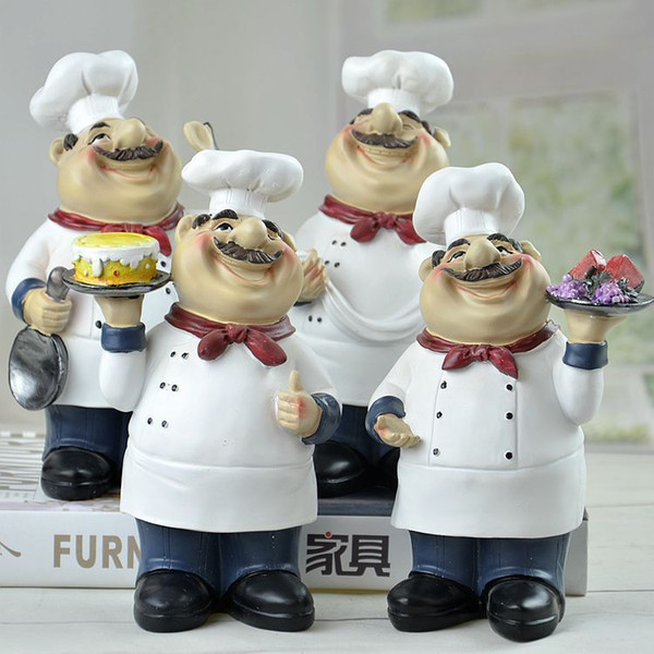 Model Resin Chef Statue Restaurant Bar Cafe 4Pack Kitchen Dining&Bar Decorations