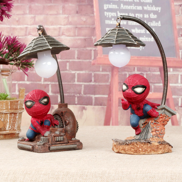 Retro Stump Resin Spiderman LED Flashing Night Lights Small Lamp Night Club Bars Party Decoration Christmas Colorful Lamps Home Decoration