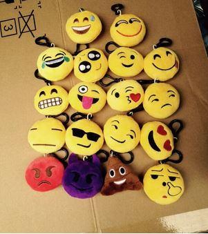 FEDEX 500pcs/lot 2016 Good Quality 6CM Emoji Keychains Soft Stuffed Plush Keyrings for Promotional Gifts