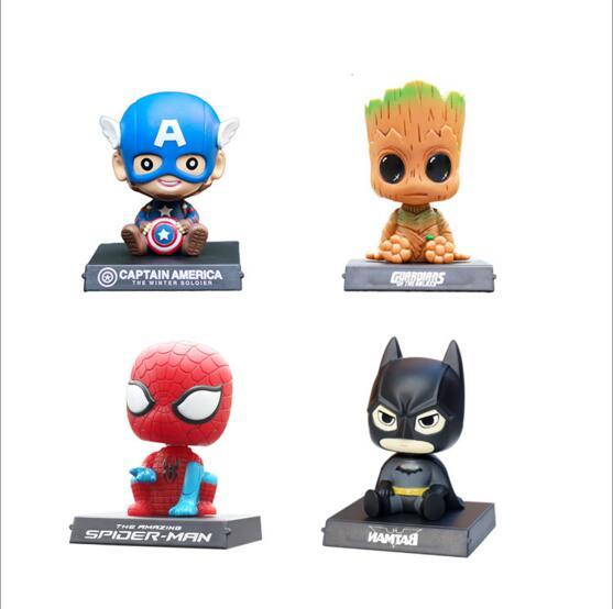 Novelty Captain America Spider Man Batman Cosplay Car Shake Head Doll Anime Cartoon Automobile Decoration Mobile Phone Seat For Men