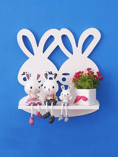 Cartoon Wall Decor Rack Cute Rabbits Design Home Storage Rack