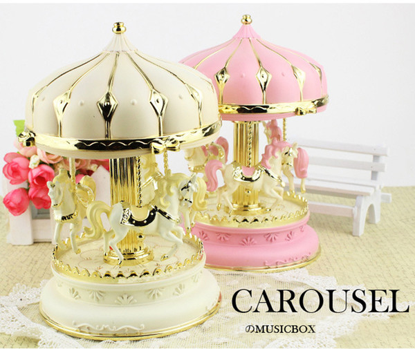 LED Light Merry-Go-Round Music Box Christmas Birthday Gift Carousel Music Box pleasure ground design musical box