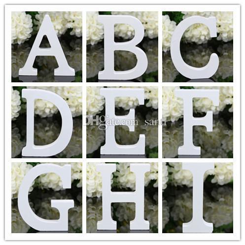 Home Decor Decoration thick Wood Wooden White Letters Alphabet Wedding Birthday 8cmX1.2cm