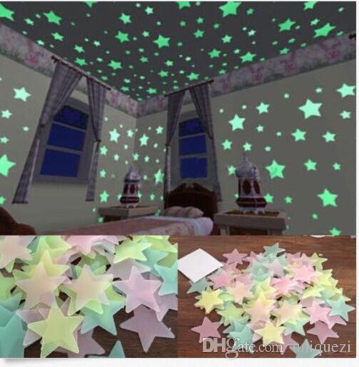 100 Wall Glow In The Dark Stars Stickers Kids Bedroom Nursery Room Ceiling Decor