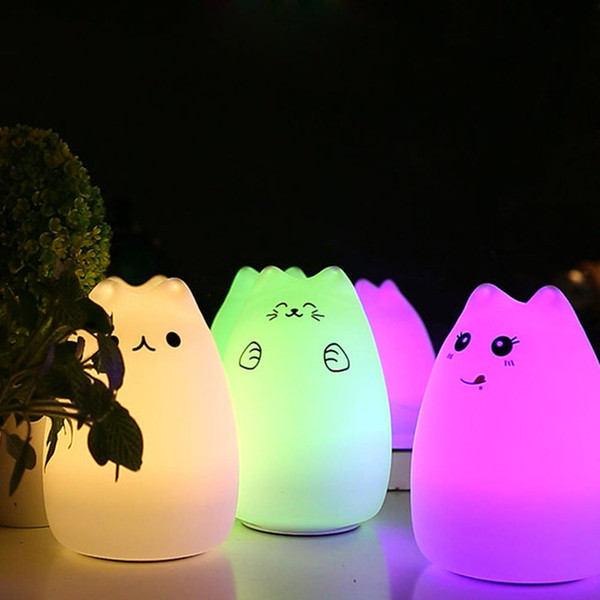 Silicone LED Night Lamp Portable Soft Baby Light Lamp 7-Color Flashing USB Rechargeable Lighting Children Night Light