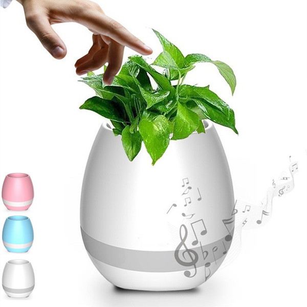 New Smart Music Flower Pot with LED Light Bluetooth Speaker 2017 Trending Product Green Plant Smart Touch Sensitive Flowerpot 100pcs DHL