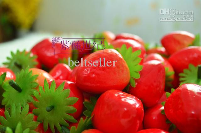 Artificial Fruit Plastic Strawberries Home Decorative Educational toy for children 100pcs/lot