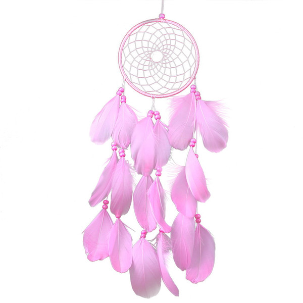 Pink Feathers Wind Dream Catcher Handmade Wall Hanging Home Car Decoration Ornament Craft Wind Chimes Hanging Decor