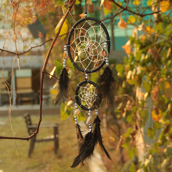 Handmade Black Dream Catcher Circular Net With feathers Wall Hanging Decoration Decor Ornament hot sale 2016