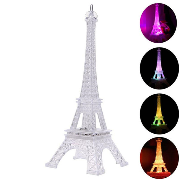 Colorful Nightlight Eiffel Tower Paris Style Decoration LED Lamp Fashion Desk Bedroom Acrylic Light