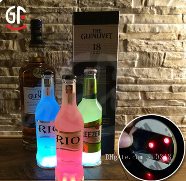 Universal LED Light Bottle Sticker Round Waterproof Flash Coasters Mat Paster High Brightness Ultra Thin Cup Stickers Party Gift 2 5mj BV