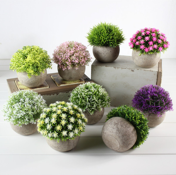 Fake Flower Grass Ball Plastic Bonsai Artificial Flowers Simulation Green Plant Restoring Ancient Ways Home Furnishing MMA1704