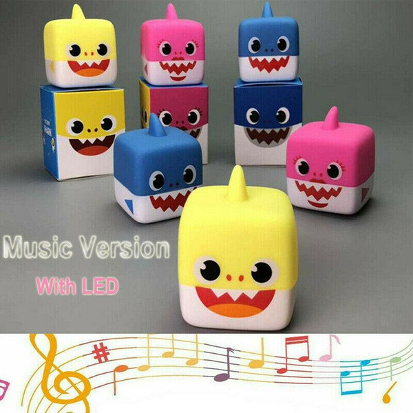 3 Colors 5.5cm LED Music Cube Baby Shark Plastic Toys Cartoon Music Shark Action Figures Kids Gifts Novelty Items CCA11530 180pcs