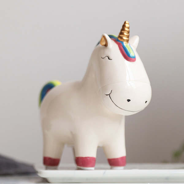 Kids Piggy Bank Cute Unicorn Money Boxes Home Decoration Christmas Gifts Ceramic Animal Coin Boxes Figurines Drop Shipping