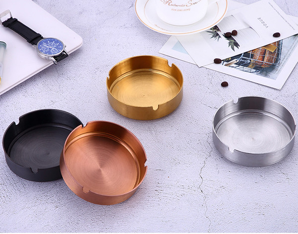 Diameter 10CM Ashtray Stainless Steel Ashtray PVD Plated Gold Copper Black bar ash tray Ashtrays Novelty Items